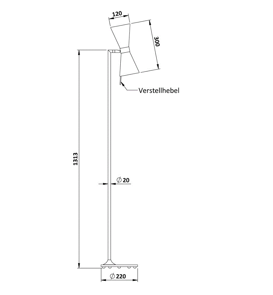 S 6521 Stehleuchte Abmessungen