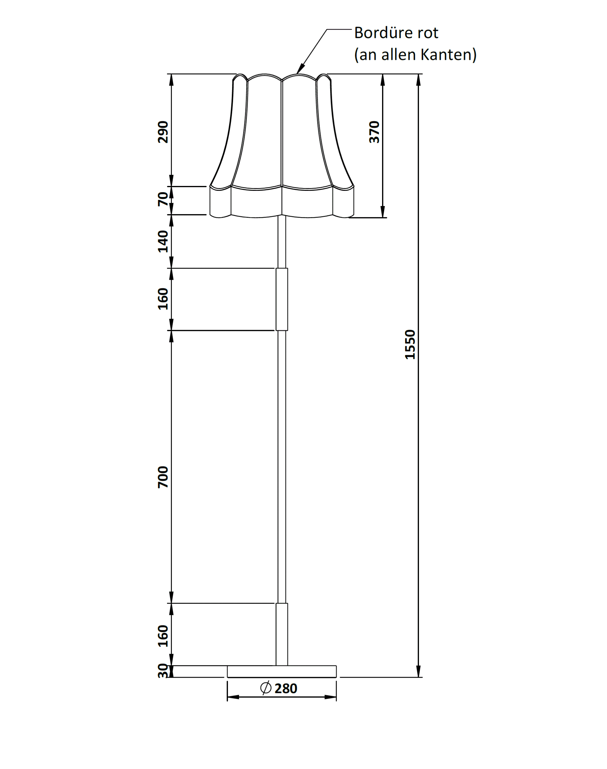 S 7226 Stehleuchte Abmessungen